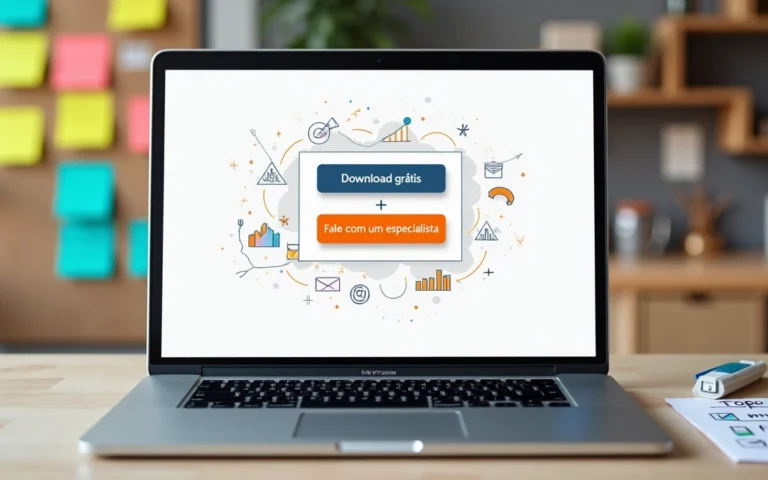 Tela de computador exibindo botões de CTA coloridos em uma página de marketing digital